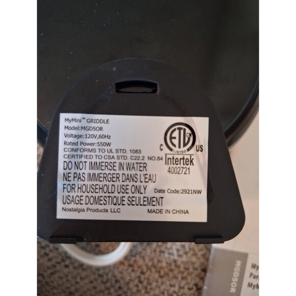 Nostalgia My Mini 5" Non Stick Surface Griddle For Burgers Pancakes Cookies New‎ - Picture 4 of 8